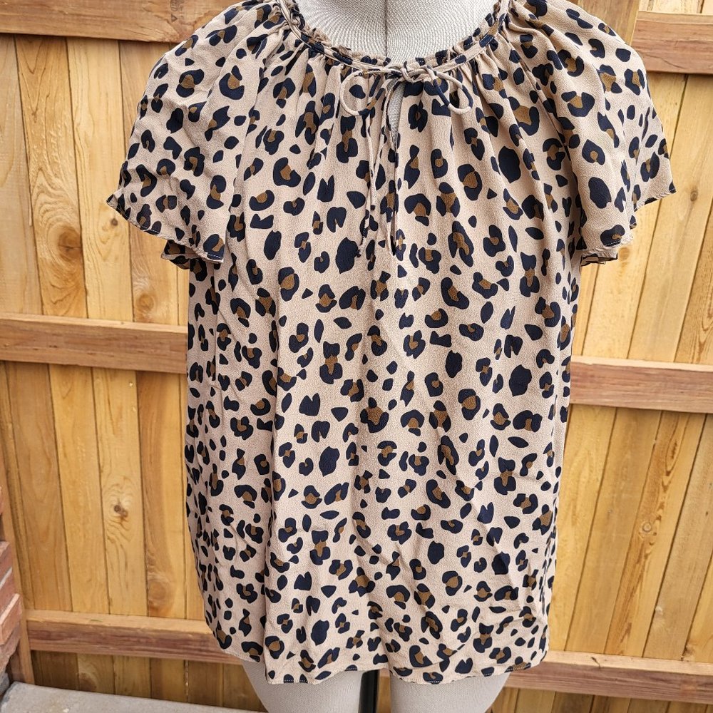 J CREW women's animal print silk blouse MEDIUM